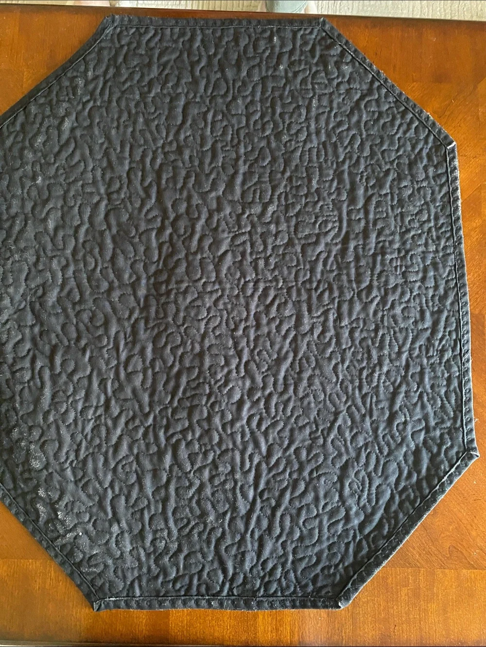 Halloween quilted runner octagon black cat orange and black